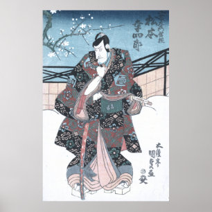 Japanese Ukiyo-e Winter Kabuki Actor by Kunisada Poster