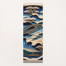 Japanese Ukiyo-e Yoga Mat With a Kimono Pattern Th