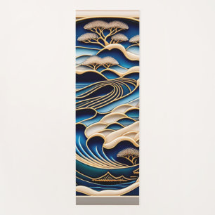 Japanese Ukiyo-e Yoga Mat With a Kimono Pattern Th