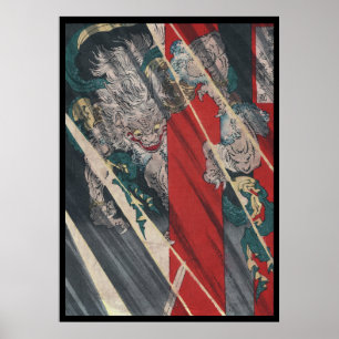 Japanese Ukiyo-e Yokai Ibaraki Demon by Yoshitoshi Poster