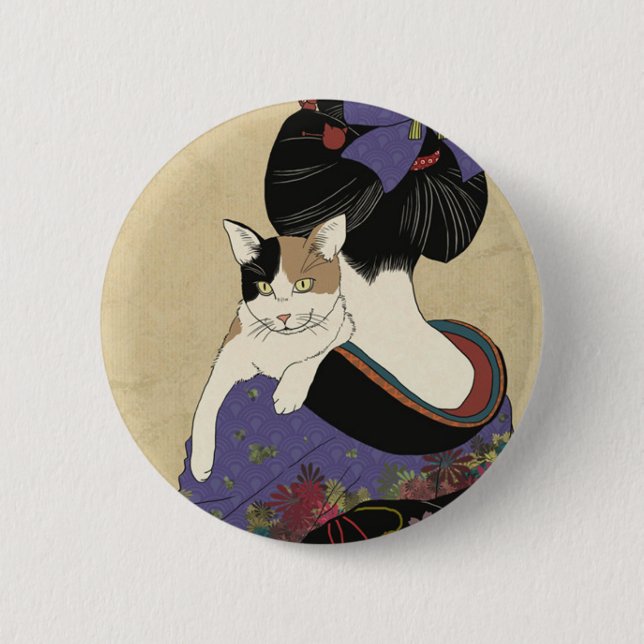 Japanese Ukiyoe illustration 2 Inch Round Button (Front)