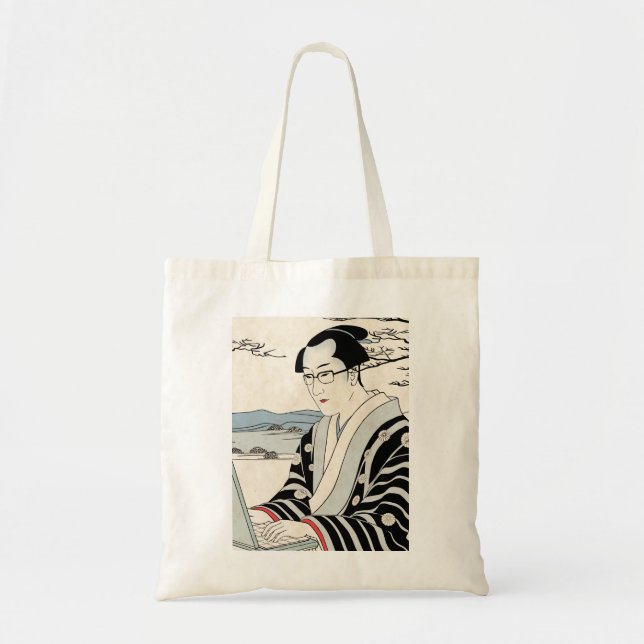 Japanese Ukiyoe Style Kimono Modern Office Worker Tote Bag (Front)