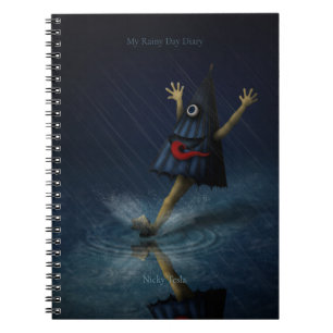 Japanese Umbrella Ghost Rainy Day Personalized Notebook