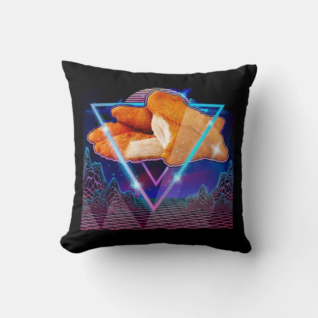 Japanese Vaporwave Nug Life Chicken Nuggets Throw Pillow (Front)