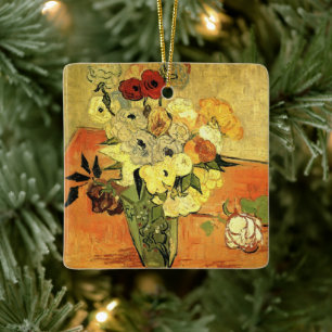 Japanese Vase, Roses, Anemones by Vincent van Gogh Ceramic Ornament