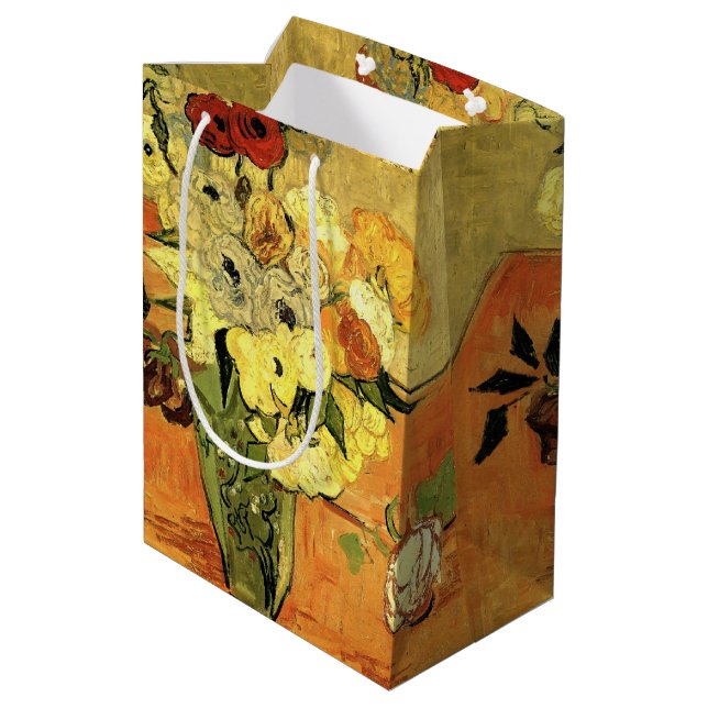 Japanese Vase, Roses, Anemones by Vincent van Gogh Medium Gift Bag (Back Angled)