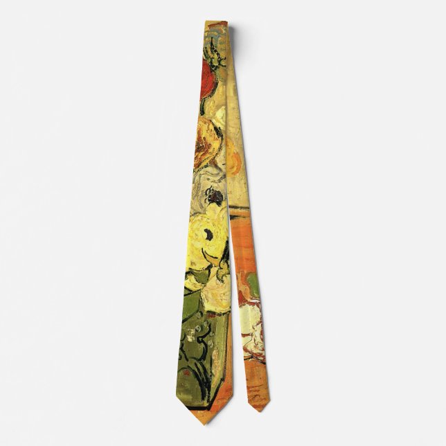 Japanese Vase, Roses, Anemones by Vincent van Gogh Tie (Front)