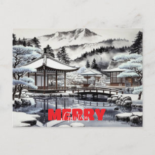 Japanese Village Holiday Postcard