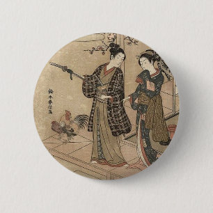 Japanese Vintage Beauty Geisha Lady Woman Maiko 2 Inch Round Button