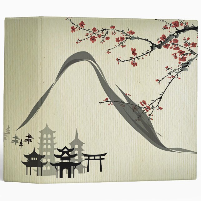 Japanese,vintage,cherry blossom,water colour,art, binder (Front/Spine)