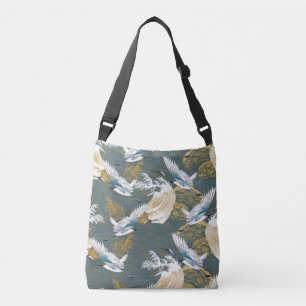 Japanese Vintage Crane Birds Pattern Crossbody Bag