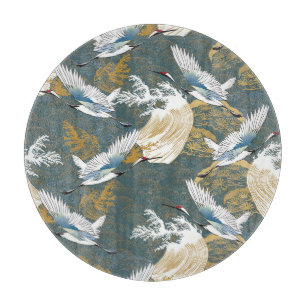 Japanese Vintage Crane Birds Pattern Cutting Board