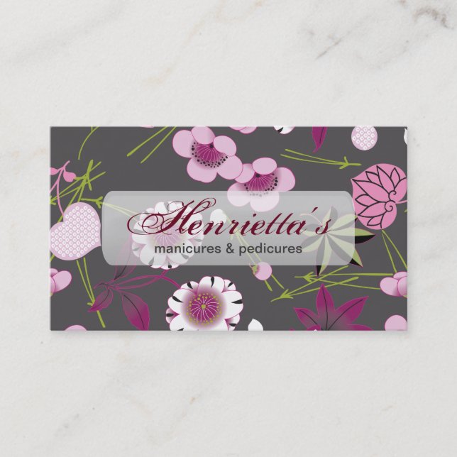Japanese Vintage Floral Kimono Pattern Business Card (Front)