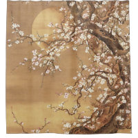 Japanese vintage plum blossoms in moonlight