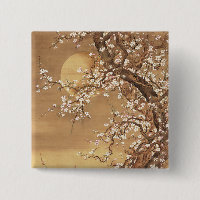 Japanese vintage plum blossoms in moonlight