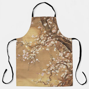 Japanese vintage plum blossoms in moonlight apron