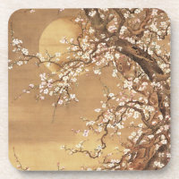 Japanese vintage plum blossoms in moonlight