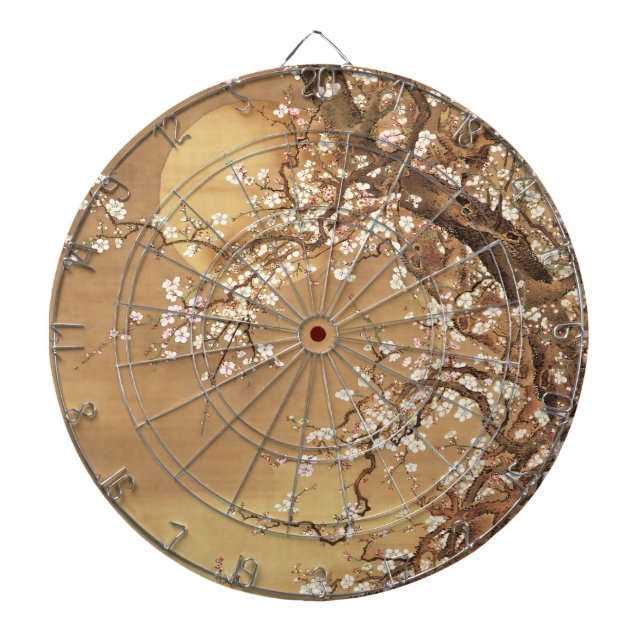 Japanese vintage plum blossoms in moonlight dartboard (Front)