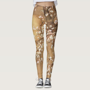 Japanese vintage plum blossoms in moonlight leggings