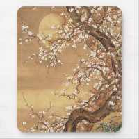 Japanese vintage plum blossoms in moonlight