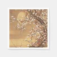 Japanese vintage plum blossoms in moonlight