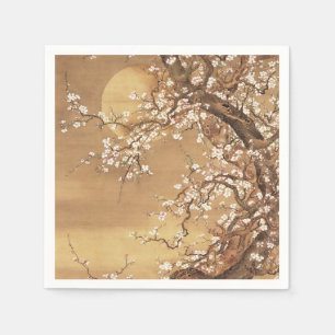 Japanese vintage plum blossoms in moonlight napkin