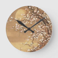 Japanese vintage plum blossoms in moonlight