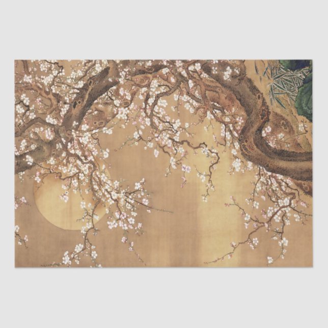 Japanese vintage plum blossoms in moonlight tissue paper (Front)