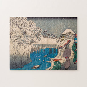 Japanese Vintage Woman Drawing Asian Cherry Blosso Jigsaw Puzzle