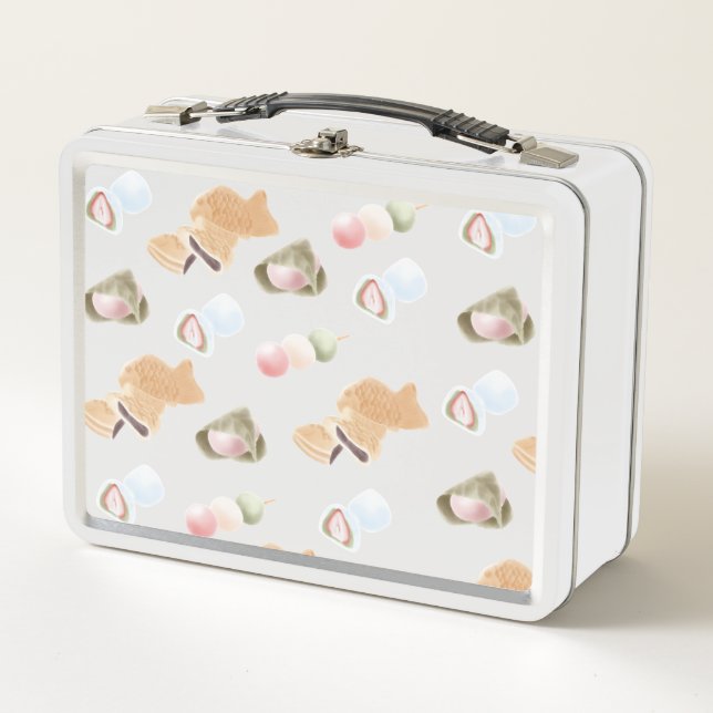 Japanese Wagashi Pattern Metal Lunch Box (Front)