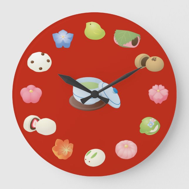 Japanese Wagashi Sweets Large Clock (Front)