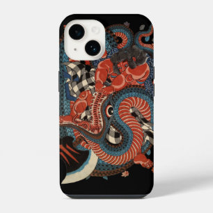 Japanese warrior fighting giant snake iPhone 14 case