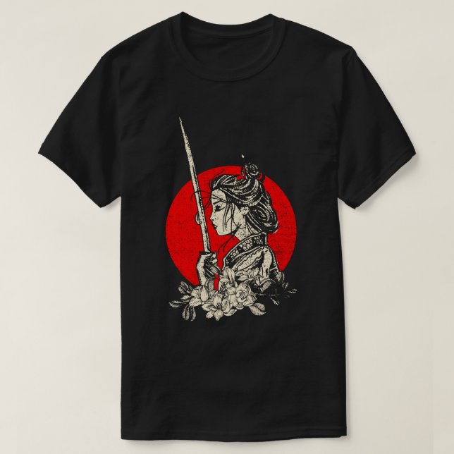 Japanese warrior girl with a katana T-Shirt (Design Front)