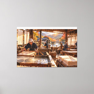 Japanese Washi Paper Making – Traditional Craft Canvas Print