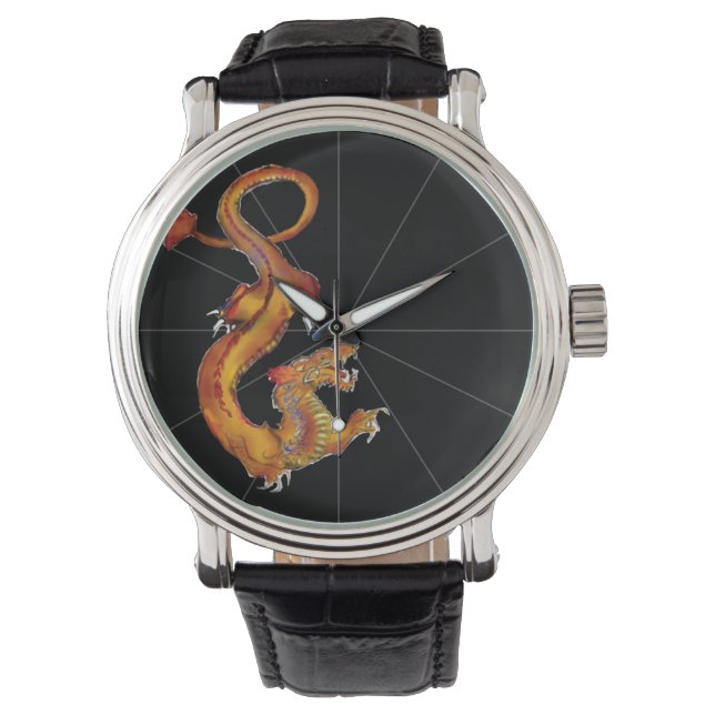 Japanese Water Colour Dragon Design Watch (Front)
