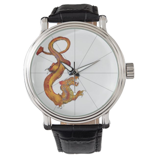 Japanese Water Colour Dragon Design Watch (Front)