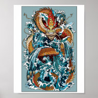 Japanese water dragon . Illustration