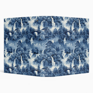 Japanese water garden in a blue white porcelain binder