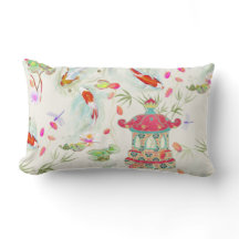 Japanese Water Garden on Ivory Pillow