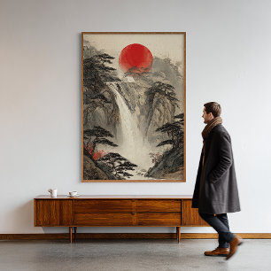 Japanese Waterfall Zen Art Print Wall Decor