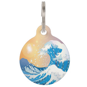 Japanese Wave Art Sunset Ocean Pet Tag