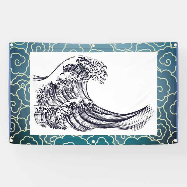 JAPANESE WAVE CLOUDS Banner (Horizontal)