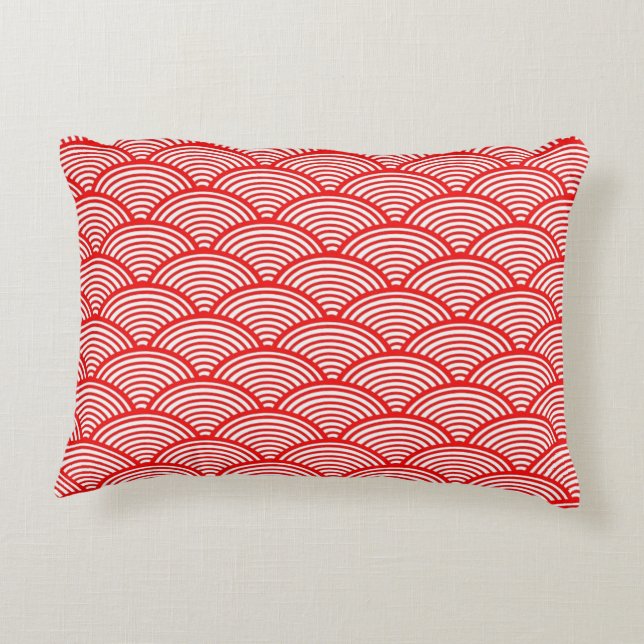 Japanese Wave Pattern Decorative Pillow (Back)