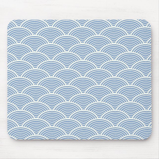 Japanese Wave Pattern in Blue and White Mouse Pad (Front)