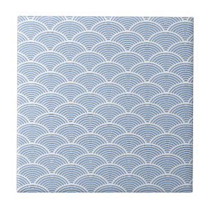 Japanese Wave Pattern in Blue and White Tile