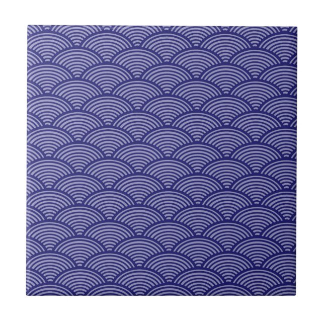 Japanese Wave Pattern in Blue/Purple Tile (Front)