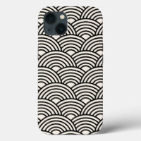 Japanese Wave Seigaiha Black And Cream White