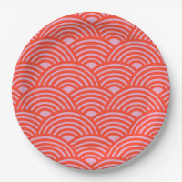 Japanese Wave Seigaiha Pattern Pink Red