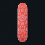 Japanese Wave Seigaiha Pattern Pink Red Skateboard<br><div class="desc">Japanese Wave Seigaiha Pattern - Pink and Red.</div>