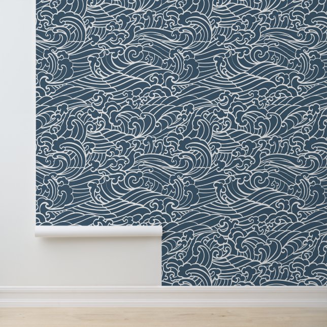 Japanese Wave Style Pattern Wallpaper (Application)